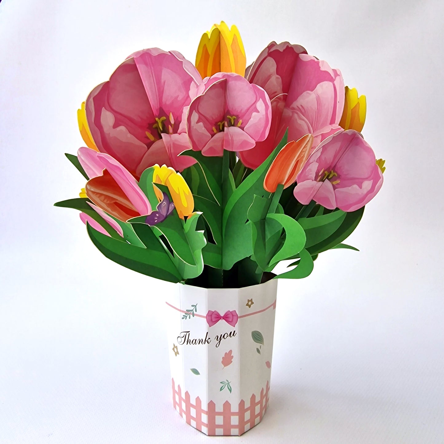 3D boeket kaart - Tulpenboeket "Thank you"