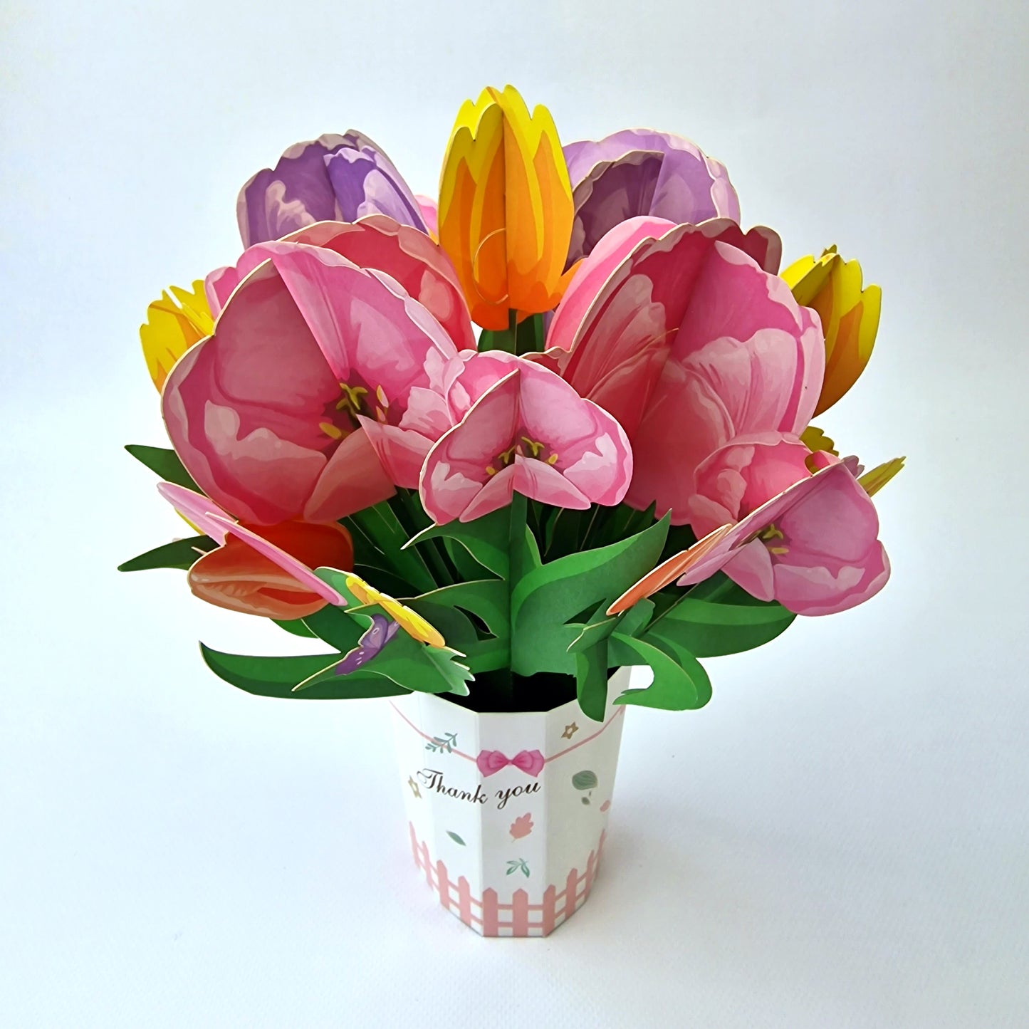 3D boeket kaart - Tulpenboeket "Thank you"