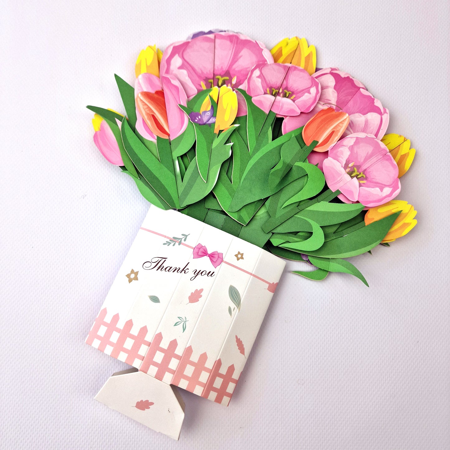 3D boeket kaart - Tulpenboeket "Thank you"