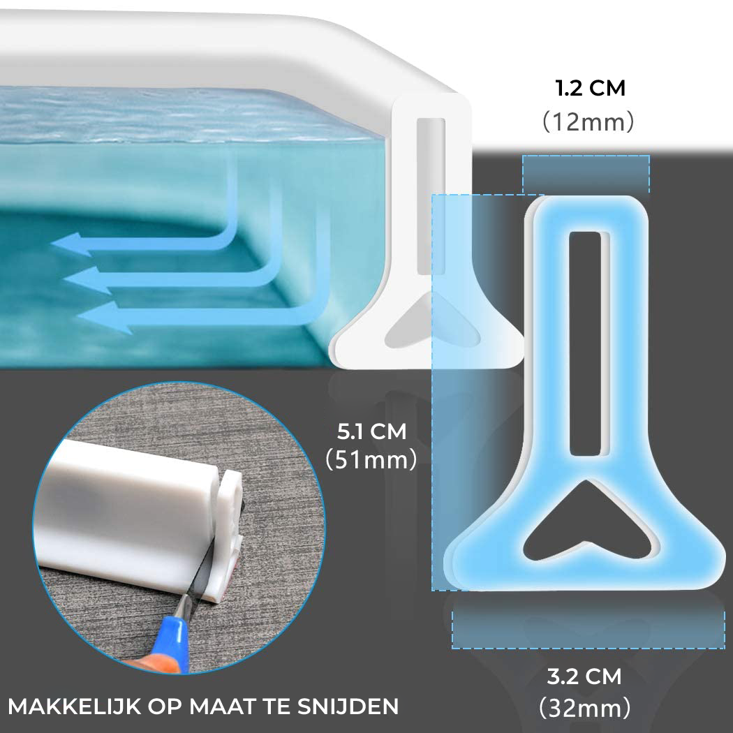 KeepDry™ | Siliconen water strip | 2 meter lang | 4 cm hoog