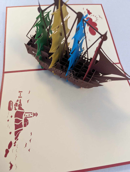 kaart met schip rood