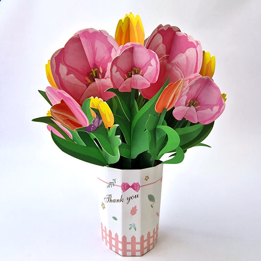 3D boeket kaart - Tulpenboeket "Thank you"