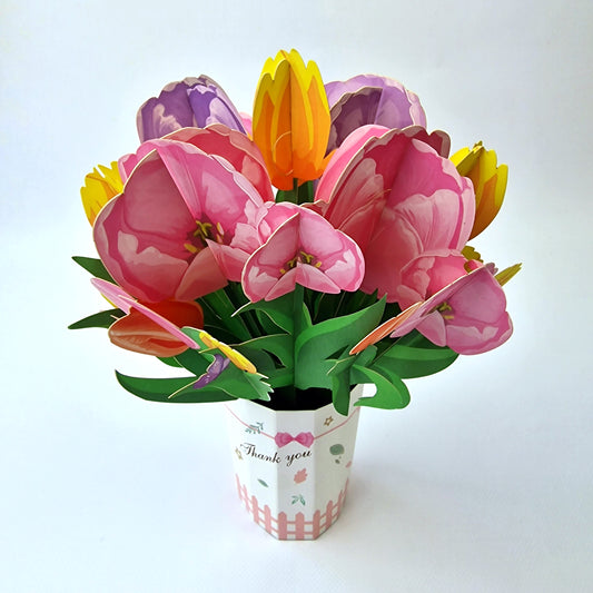 3D boeket kaart - Tulpenboeket "Thank you"