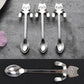 Katten theelepel set kleur zilver 4 stuks