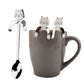 Katten theelepel set kleur zilver 4 stuks